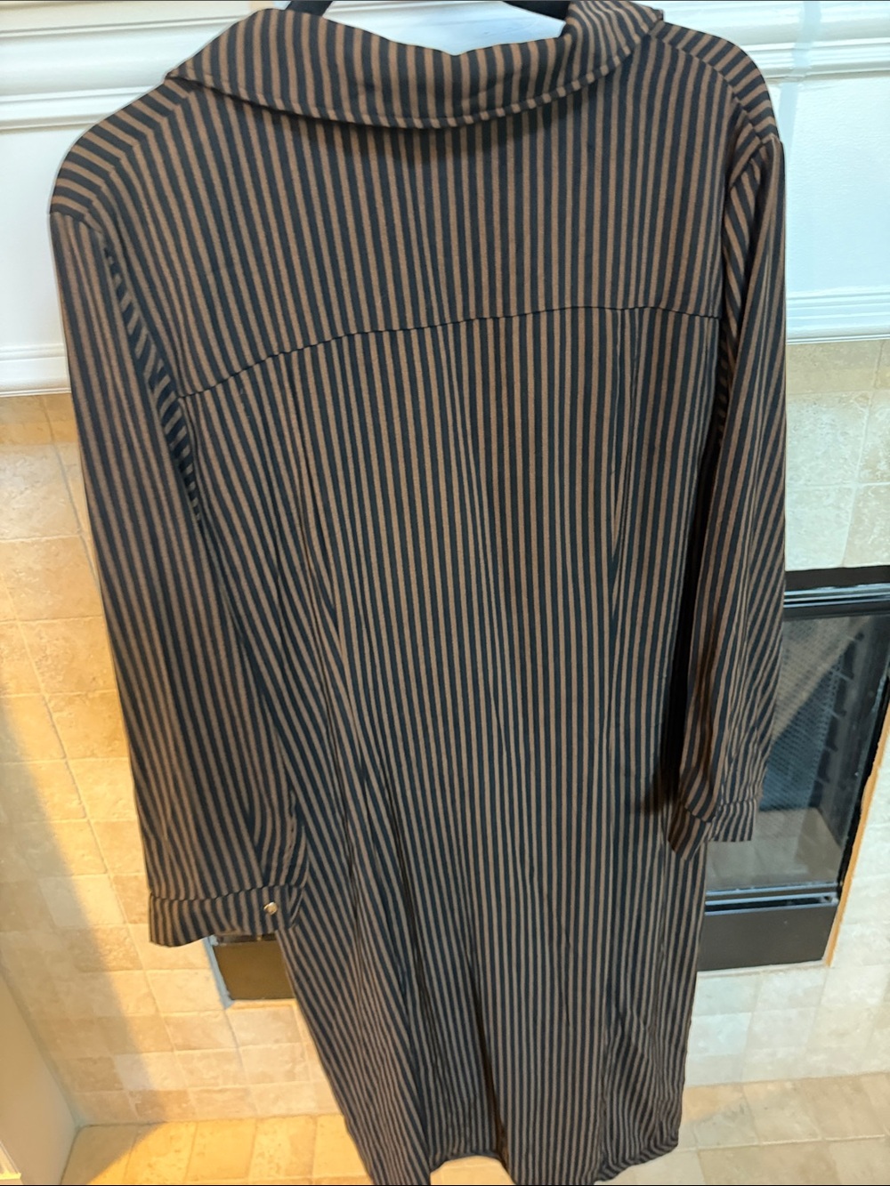 City Chic Brown Striped Tie-Front Shirt Dress - Picture 8 of 9